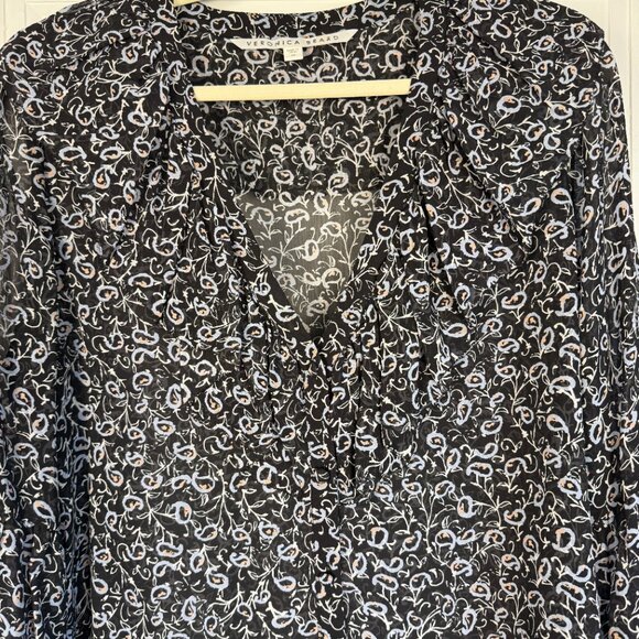 Veronica Beard Semi-Sheer Silk Print Blouse - Size 10 - Picture 3 of 9